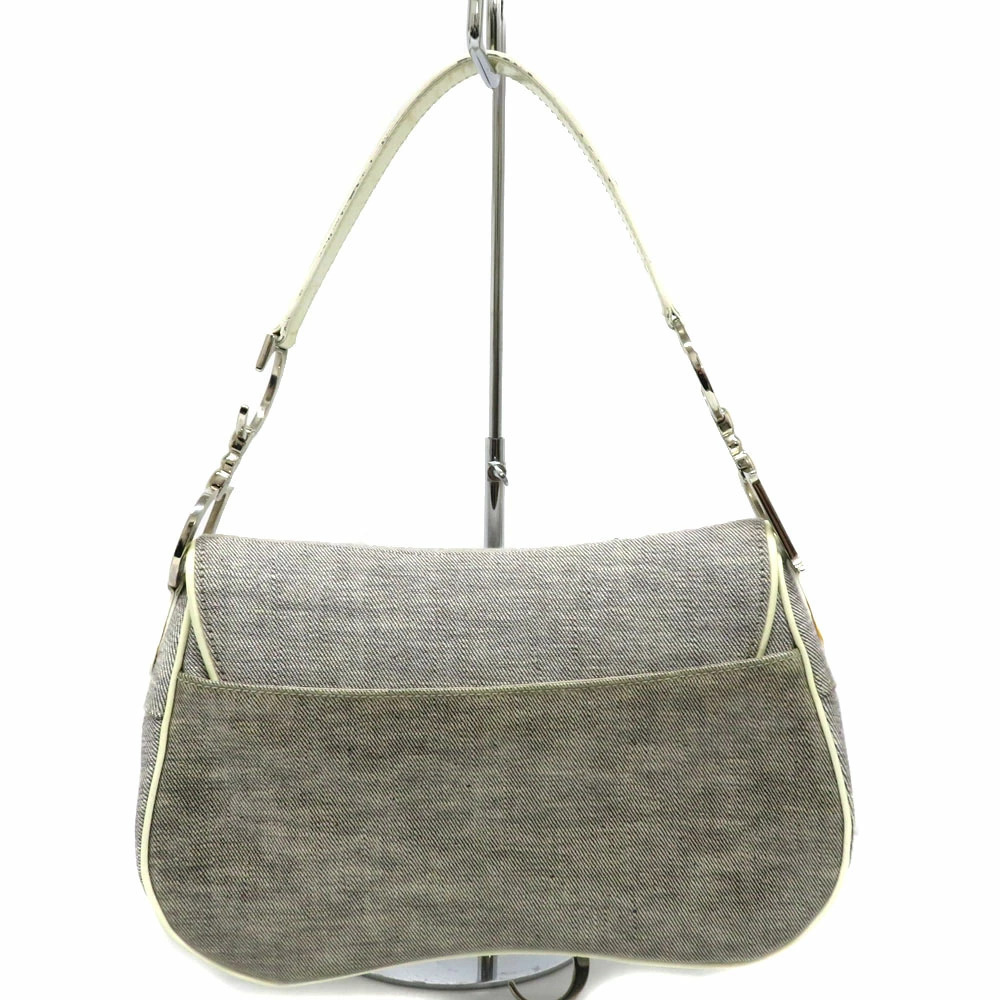 Dior Double Saddle Bag Handbag Canvas Enamel Gray Blue White - Picture 2 of 11
